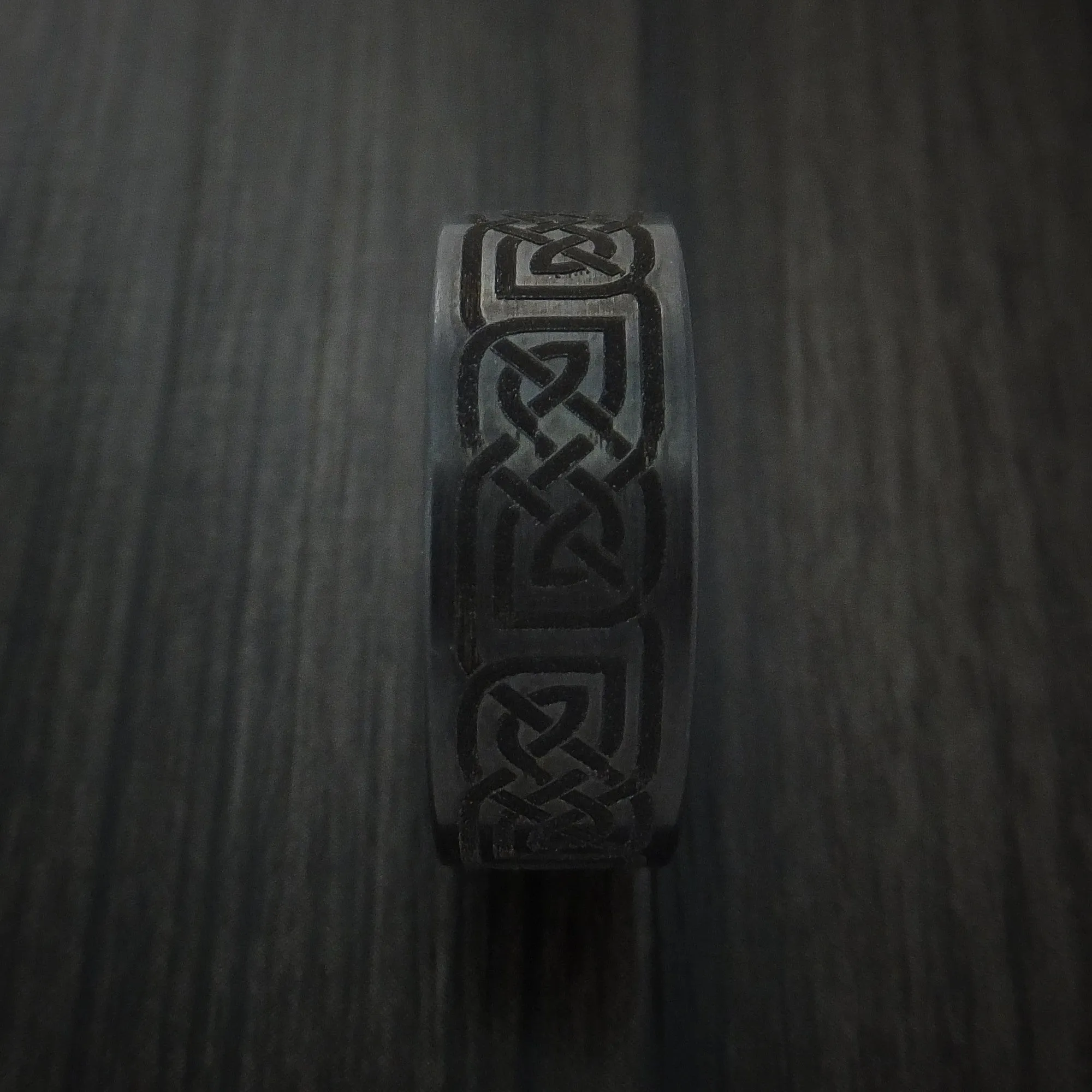 Black Zirconium Celtic Irish Knot Men's Ring Custom Made Band